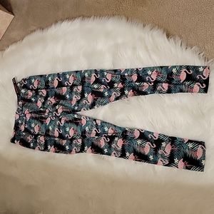 Zinati Flamingo brushed leggings Black Pink Green White Yellow Palm tree NEW OS…